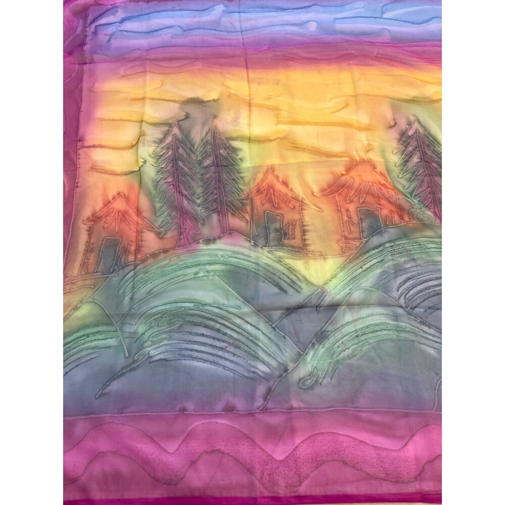 VTG 90s Caribbean Sunset Village Sarong Bathing Swimsuit Cover Up Wrap India NIB - Picture 9 of 10